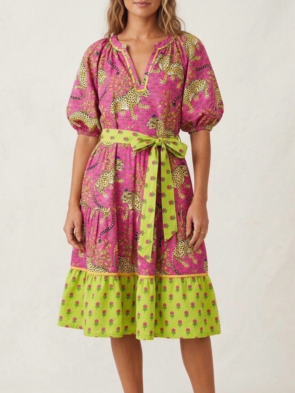 PRINTFRESH Bagheera Walk The Park Dress Hot Pink Leopard